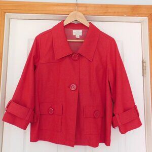 Christopher & Banks Jacket Womens‎ Medium Red Jacket Short Trench SIze Medium